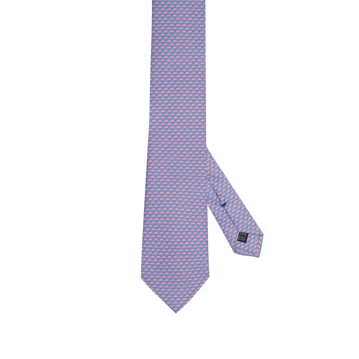 Cravatta in seta italiana al 100% azzurra con micro texture a forma di cane rosa