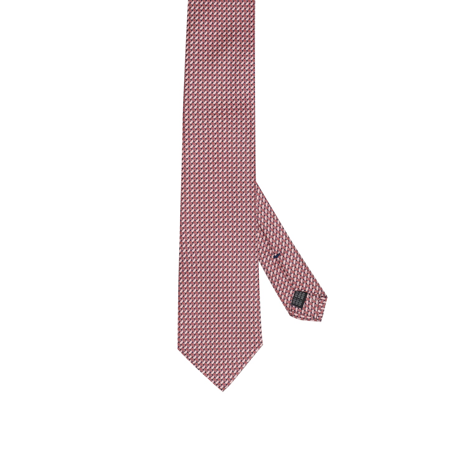 Cravatta in pura seta italiana al 100% rosso caldo con motivo micro geometrico intrecciato