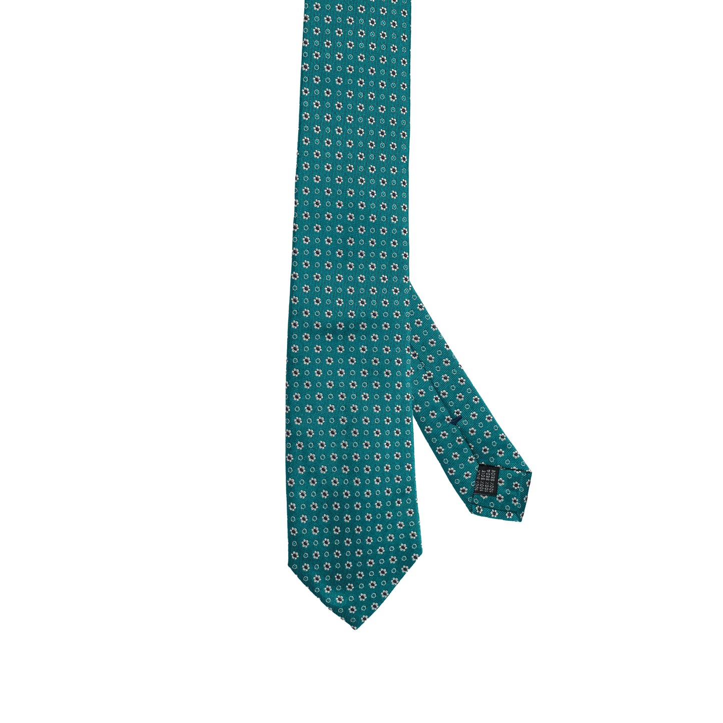 Cravatta verde brillante in seta italiana al 100% con motivo micro floreale