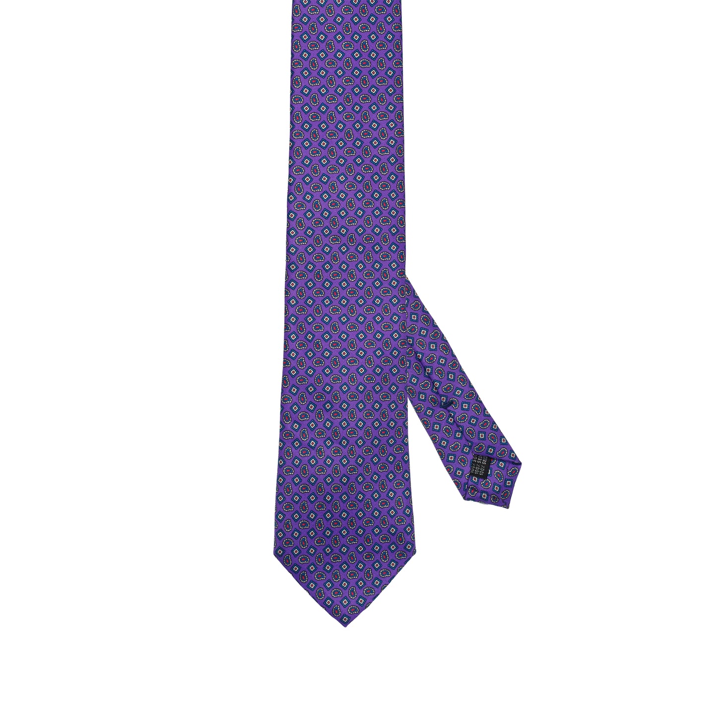 Cravatta viola in seta italiana al 100% con motivo micro geometrico