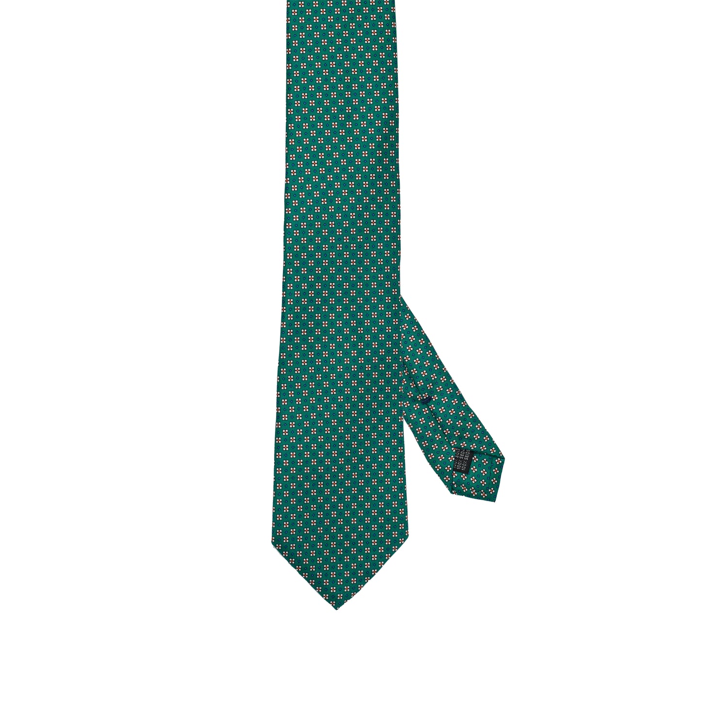 Cravatta verde in seta italiana al 100% con motivo micro intrecciato