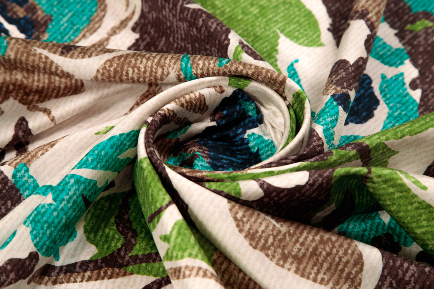 Brown and Green Floral Impressions Silk Scarf