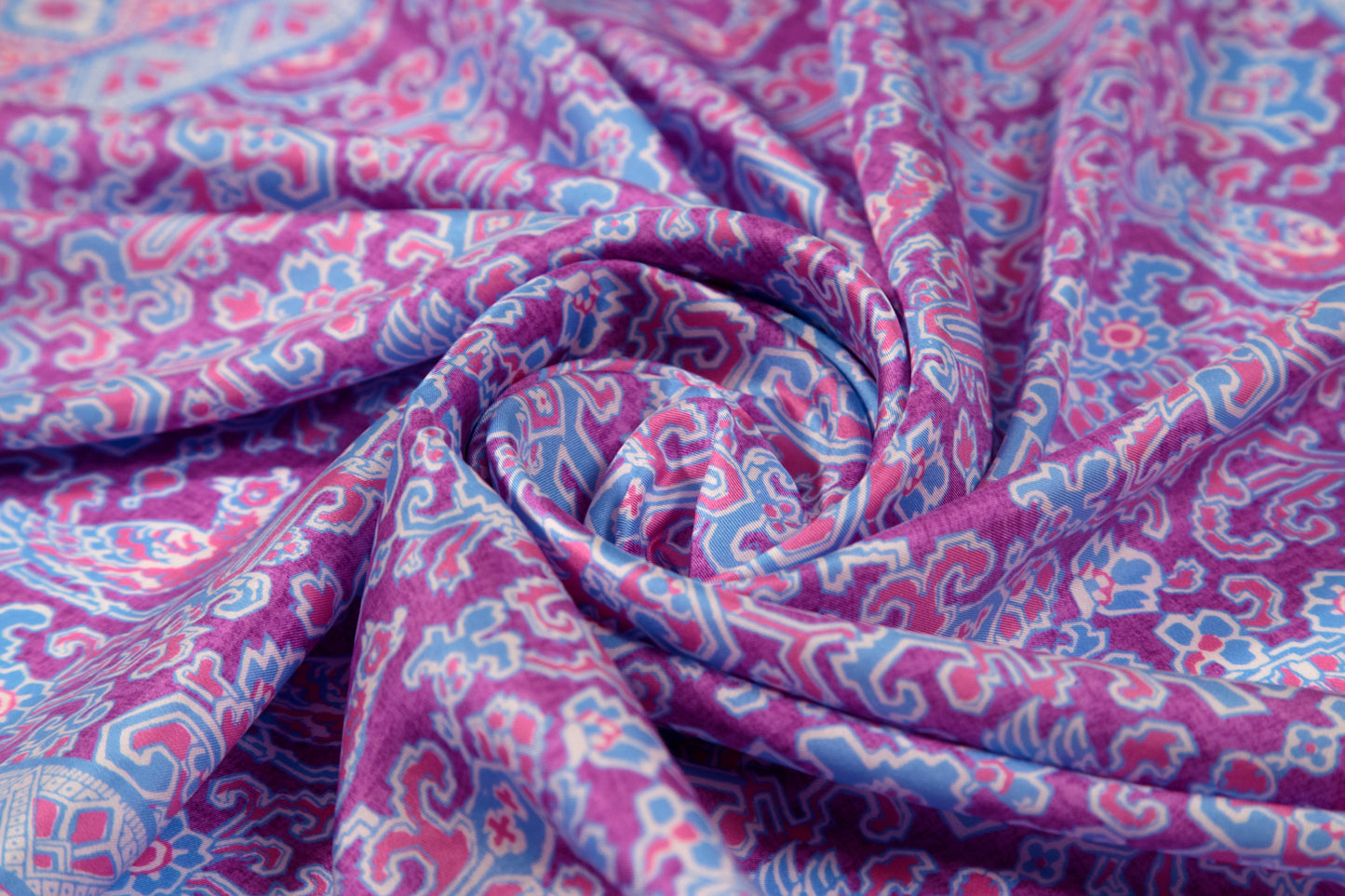 Purple Baroque Interlace Silk Scarf