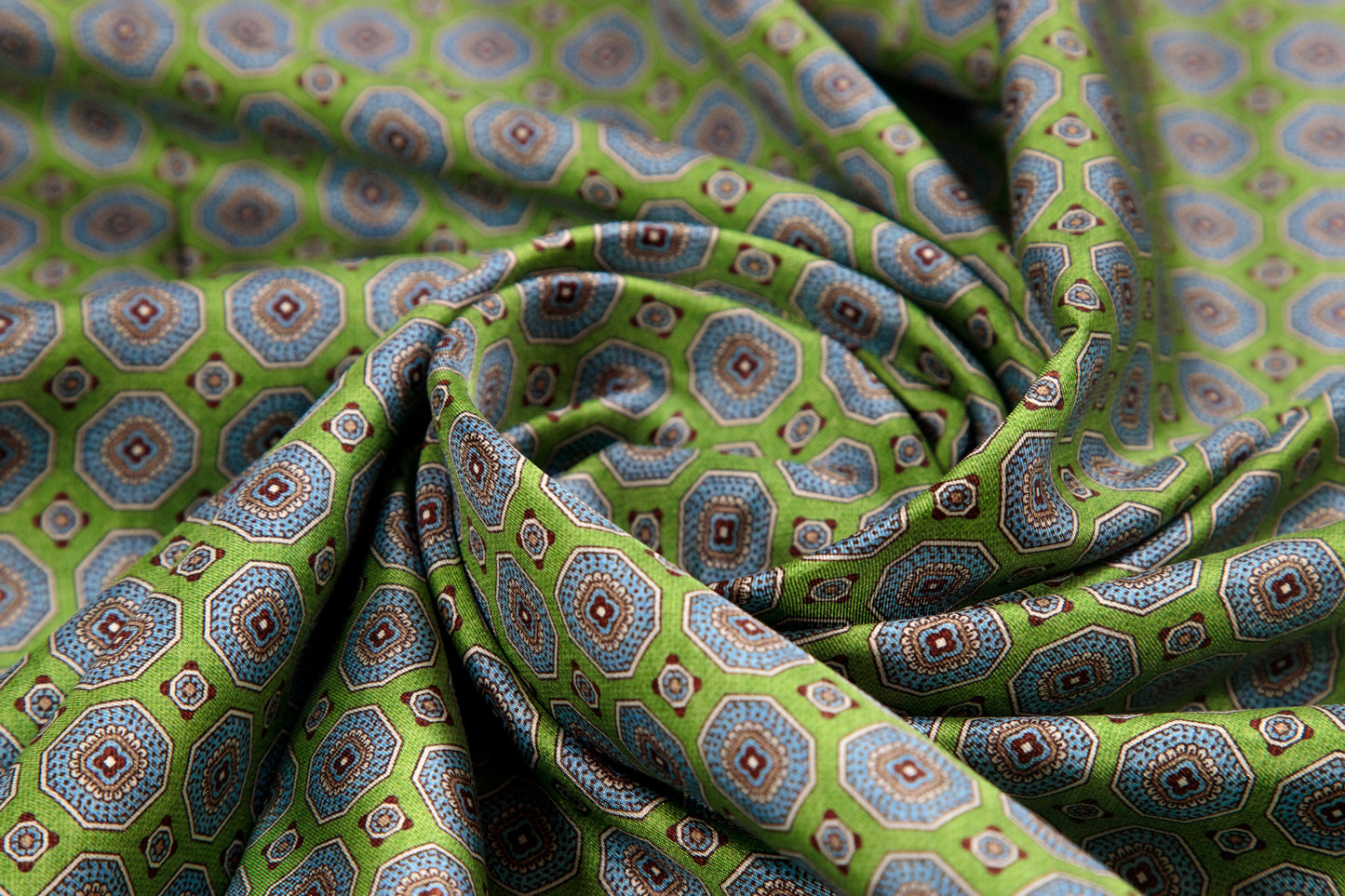 Green Micro-Mosaic Silk Scarf