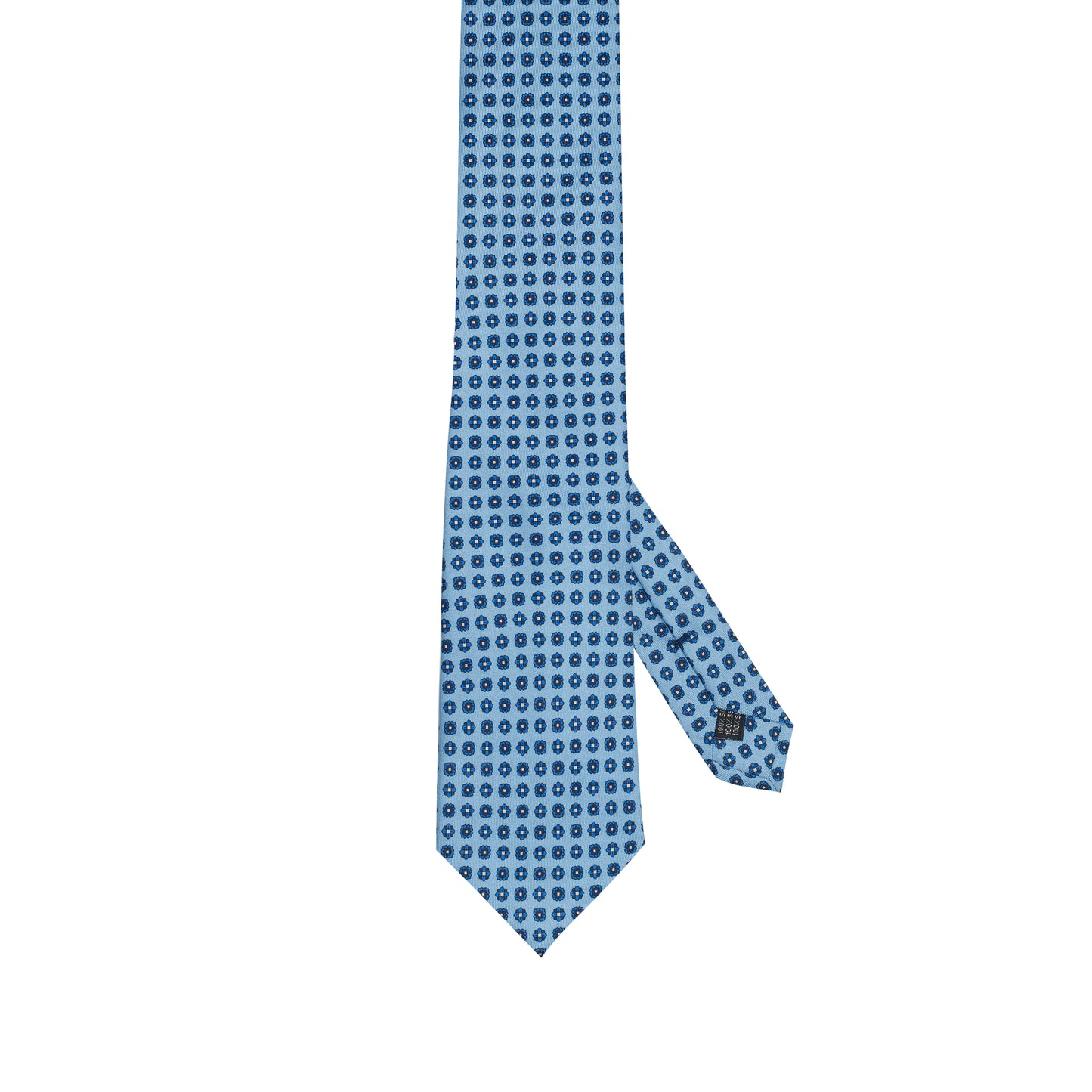 Cravatta in seta italiana 100% azzurra con motivo micro floreale