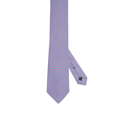 Cravatta in seta italiana al 100% azzurra con micro texture a forma di cane rosa