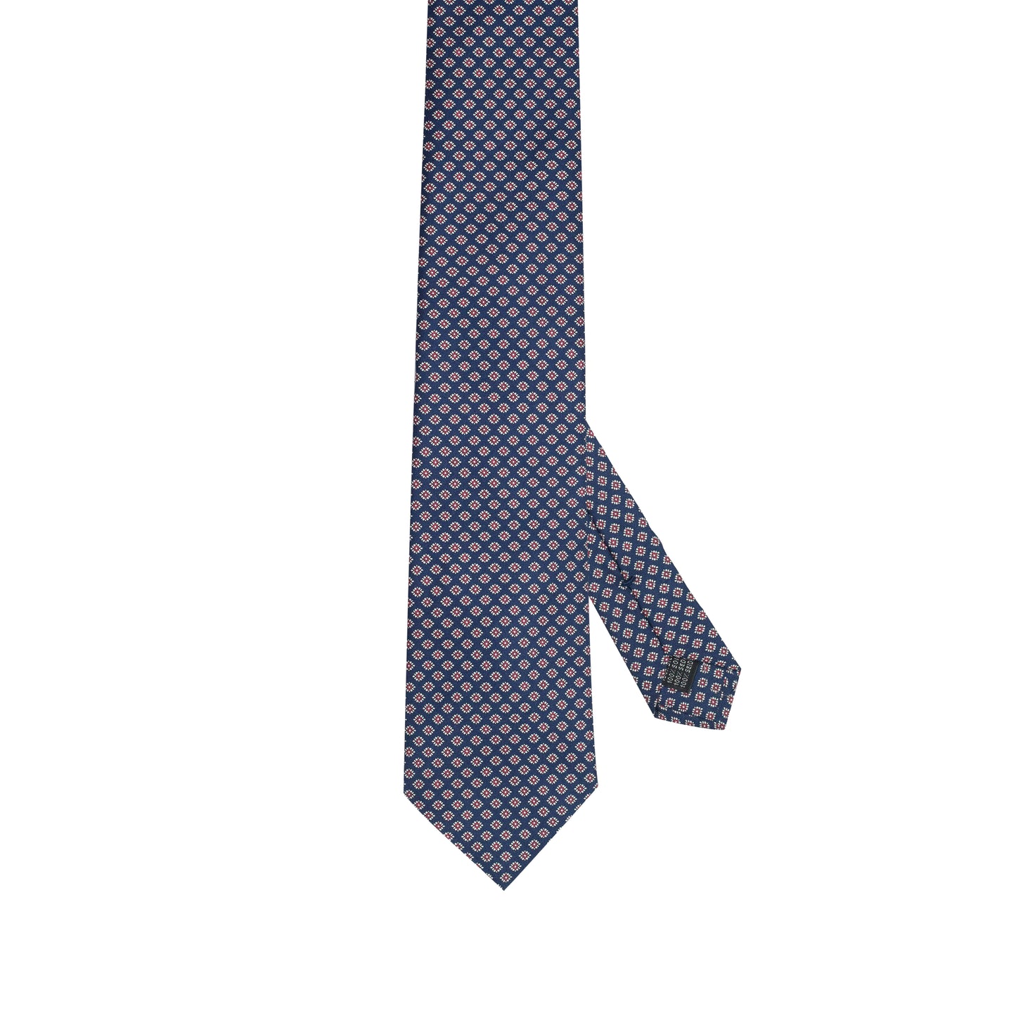 Cravatta blu navy in seta italiana al 100% con motivo a rosetta