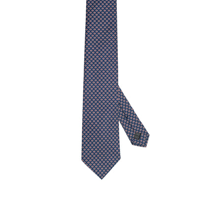 Cravatta blu navy in seta italiana al 100% con motivo a rosetta