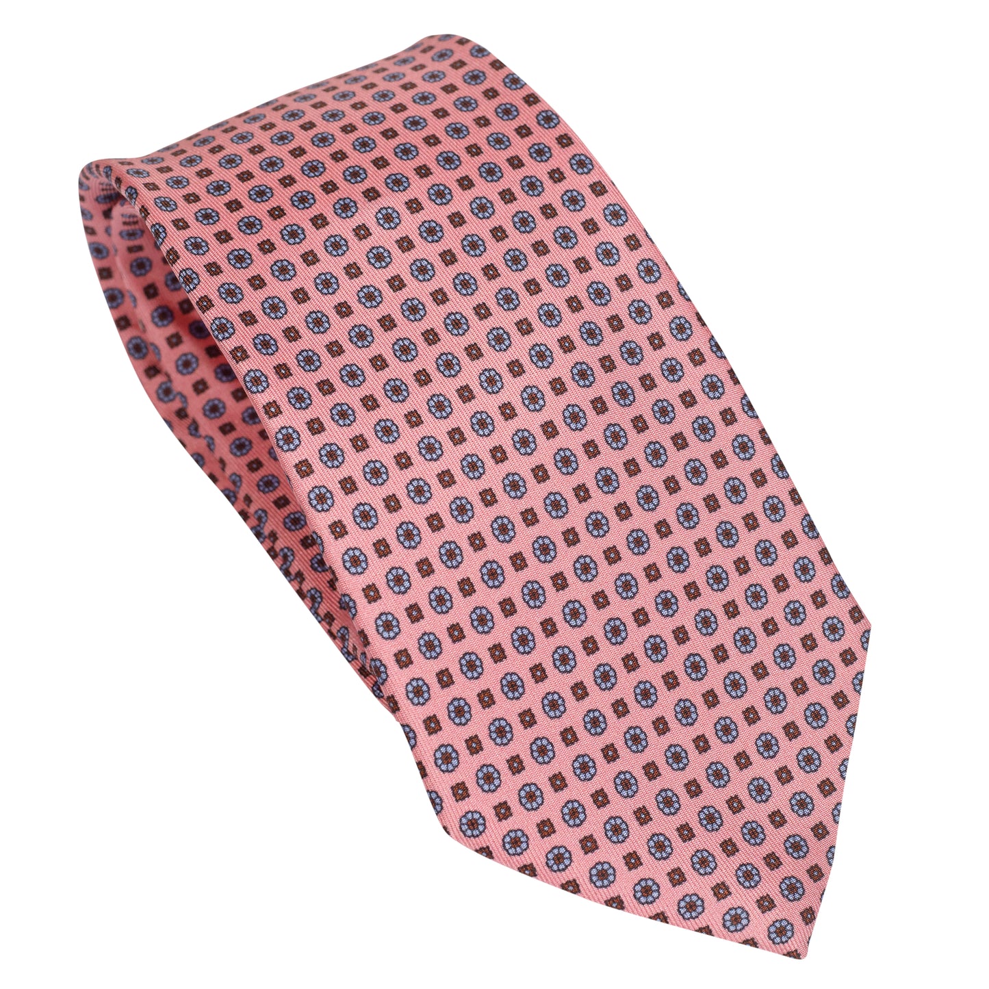 Cravatta in seta italiana al 100% rosa cipria con motivo micro floreale