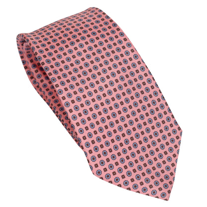 Cravatta in seta italiana al 100% rosa cipria con motivo micro floreale