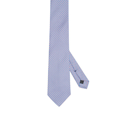 Cravatta in seta italiana al 100% azzurra con motivo a micro cane blu