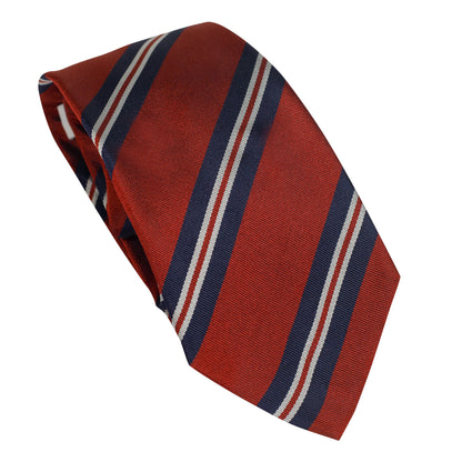 Cravatta rossa e blu in seta italiana al 100% con righe reggimentali