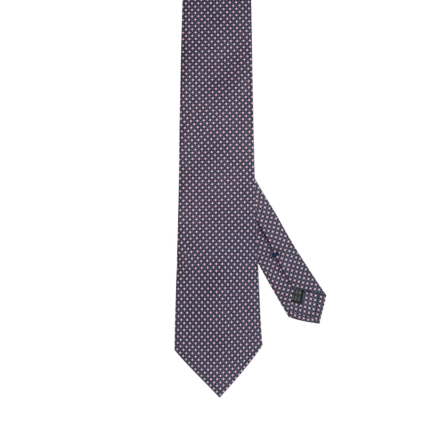 Cravatta in seta italiana al 100% rosa antico con motivo micro floreale blu