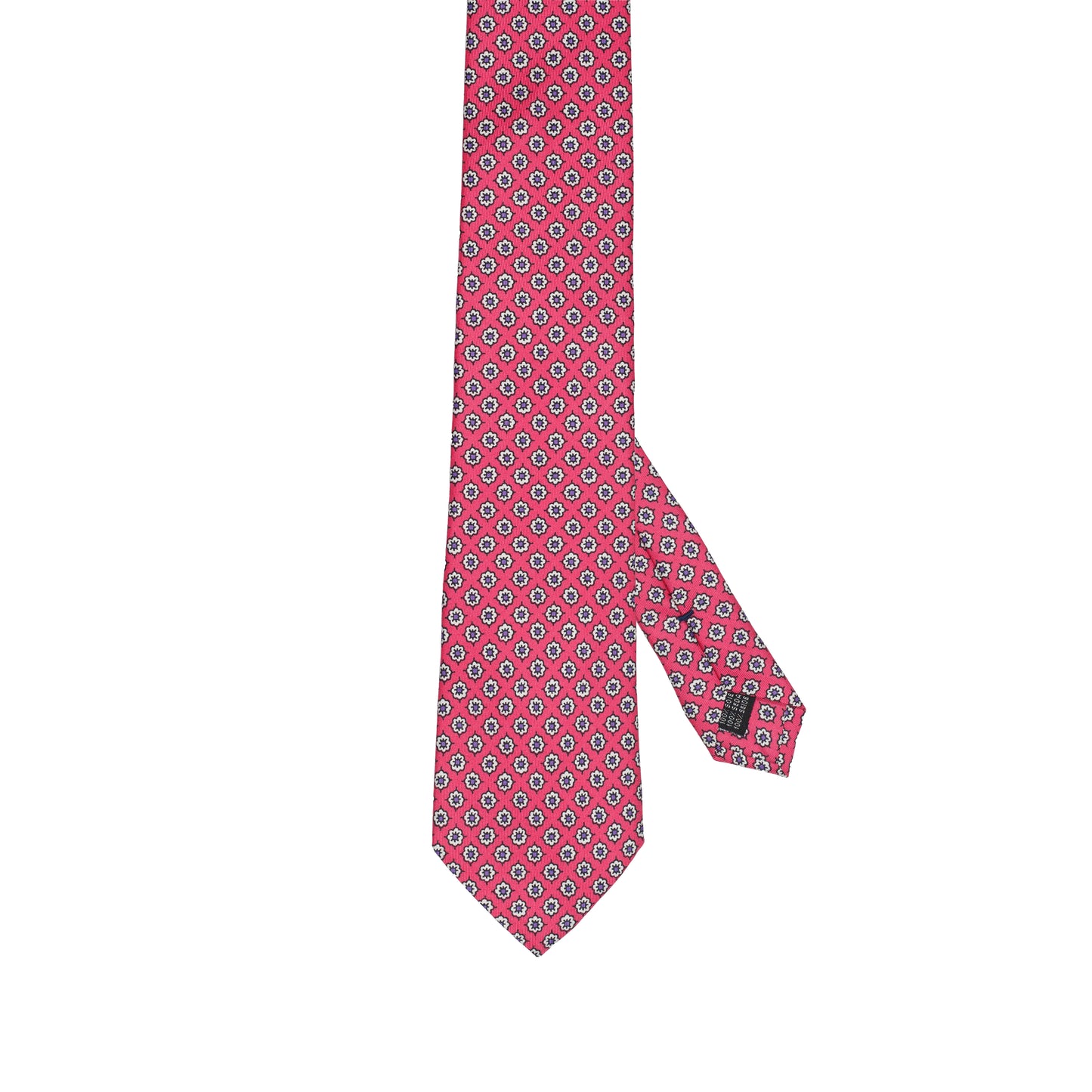 Cravatta in seta italiana al 100% color rosso anguria con motivo micro floreale