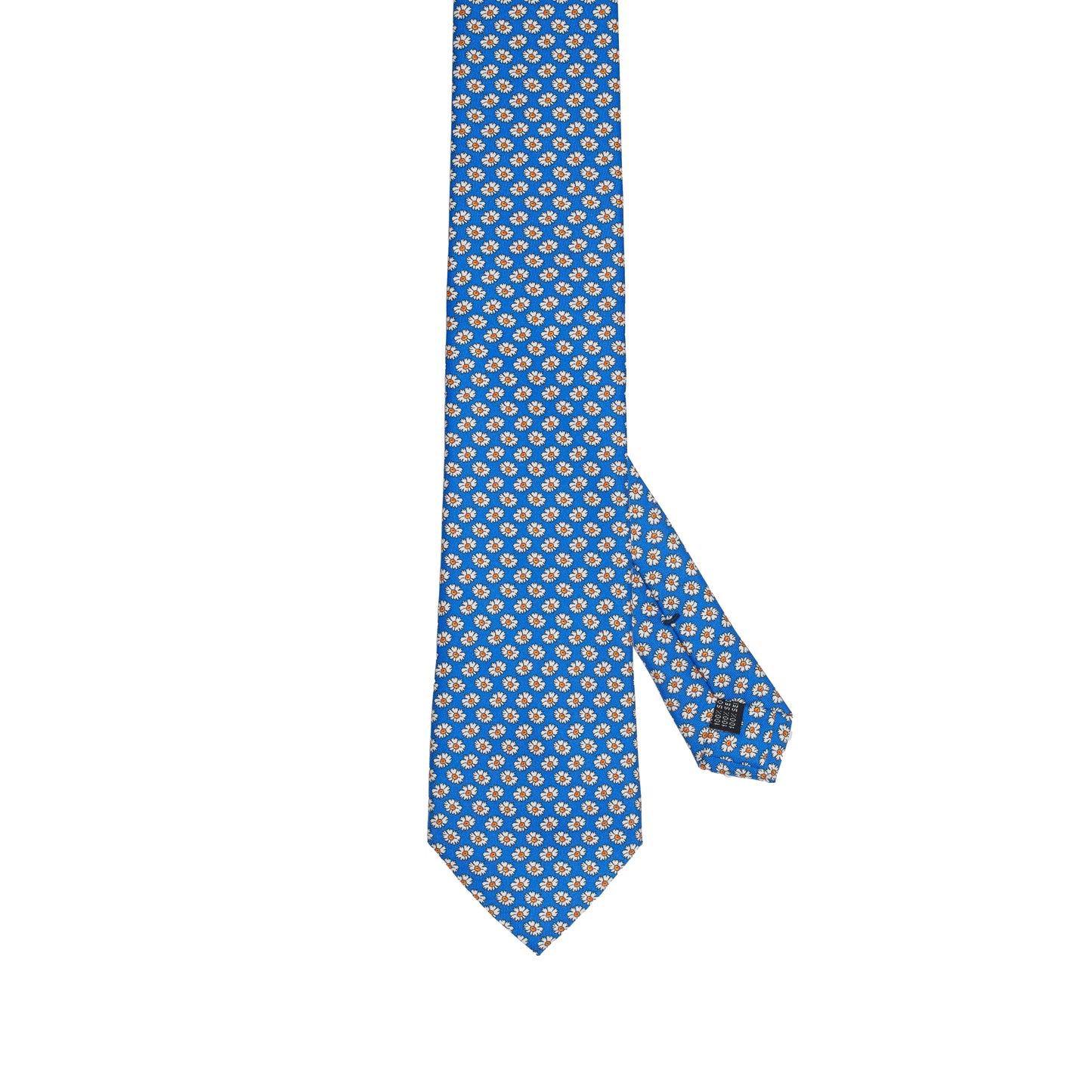 Cravatta azzurra in seta italiana al 100% con fantasia floreale audace e stravagante
