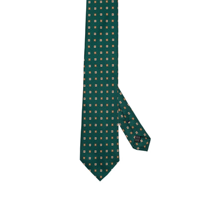Dark Green 100% Italian Silk Tie with Micro Geometric Pattern
