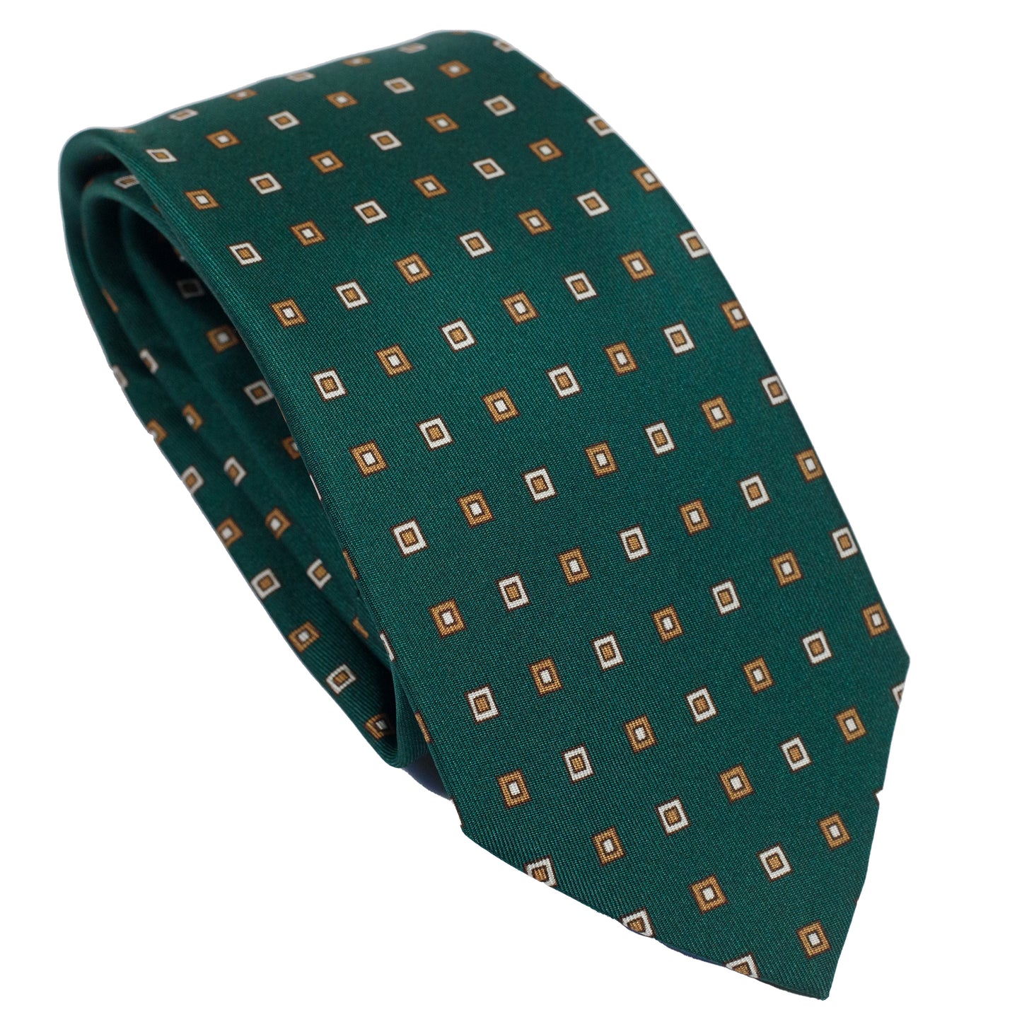 Dark Green 100% Italian Silk Tie with Micro Geometric Pattern