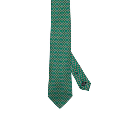 Cravatta verde in seta italiana al 100% con motivo micro floreale