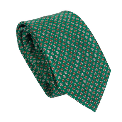 Cravatta verde in seta italiana al 100% con motivo micro floreale