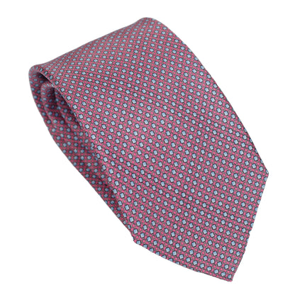 Cravatta bordeaux in pura seta italiana al 100% con motivo micro geometrico