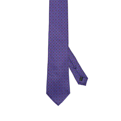 Cravatta viola in seta italiana al 100% con motivo micro geometrico