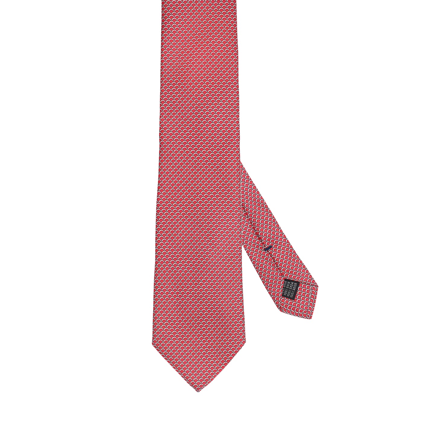 Cravatta in seta italiana al 100% color rosso acceso con motivo a micro ventaglio