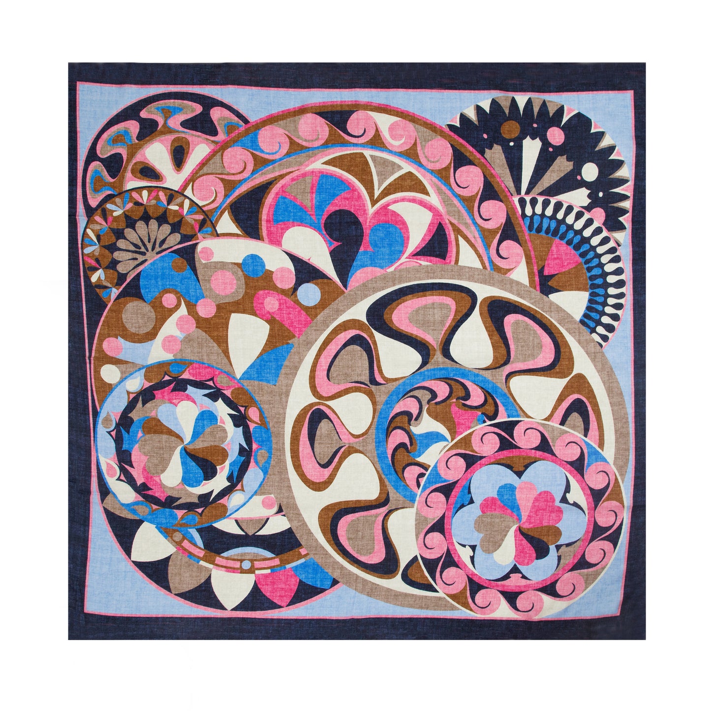 Blue and Pink Byzantium Mosaic Silk Scarf