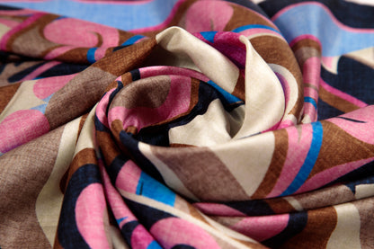 Blue and Pink Byzantium Mosaic Silk Scarf