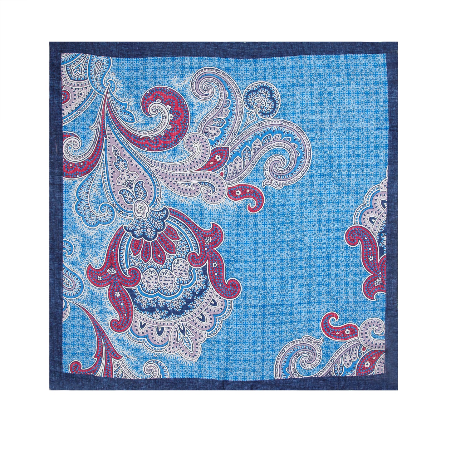 Purple and Sapphire Neo-Baroque Paisley Silk Scarf