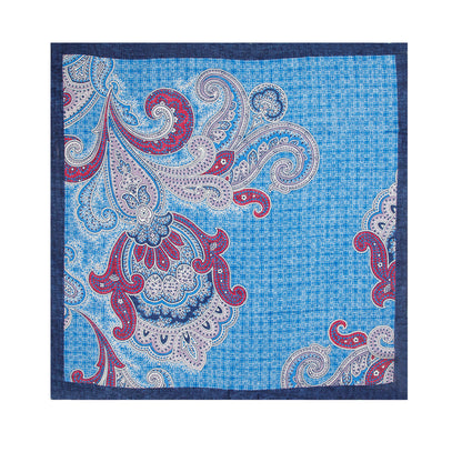 Purple and Sapphire Neo-Baroque Paisley Silk Scarf