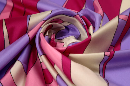 Fuschia 1960s Swirls Silk Scarf