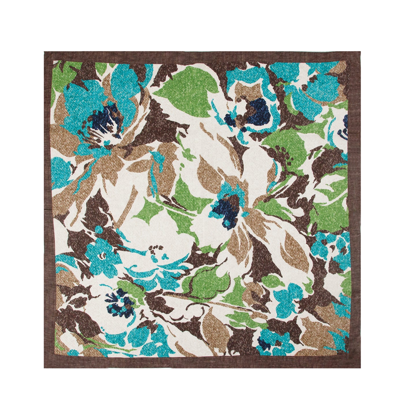Brown and Green Floral Impressions Silk Scarf