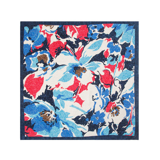 Blue Floral Impressions Silk Scarf