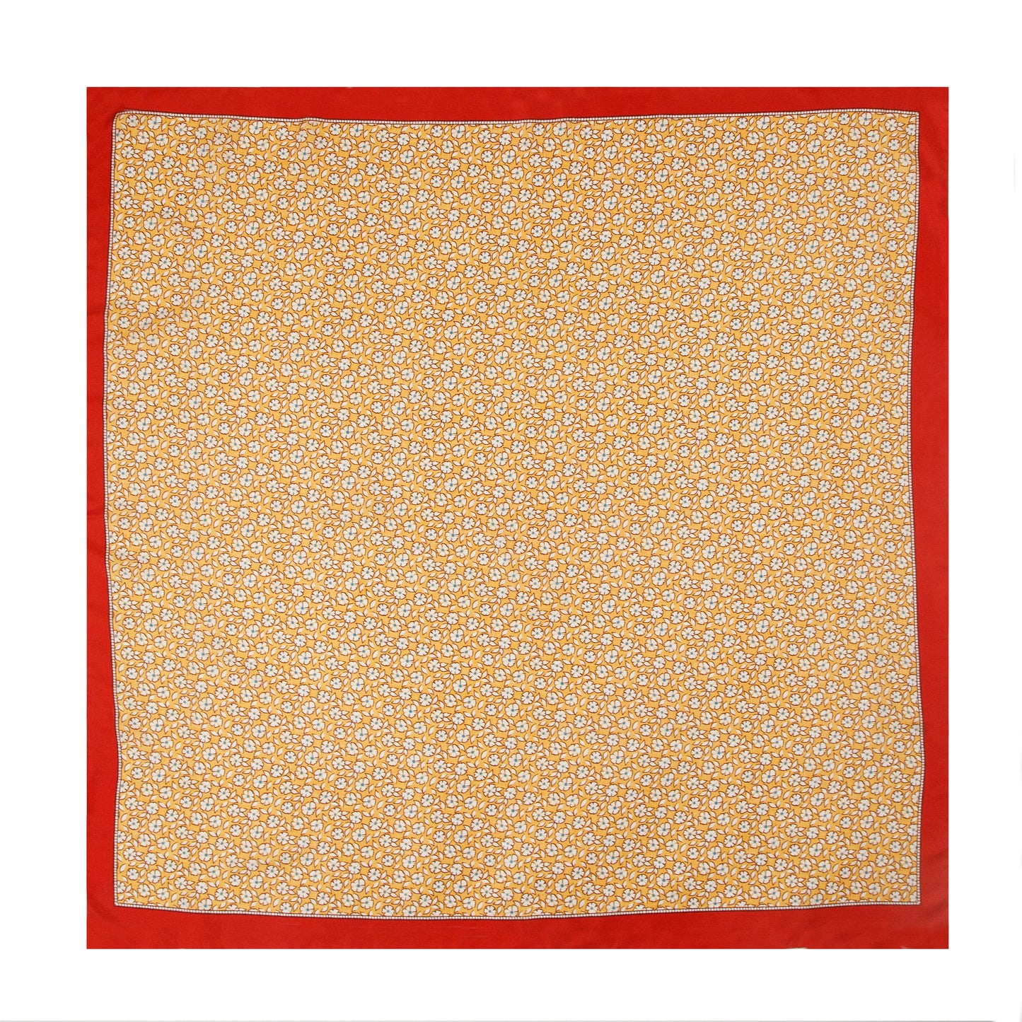 Ochre Micro-Flowers Silk Scarf