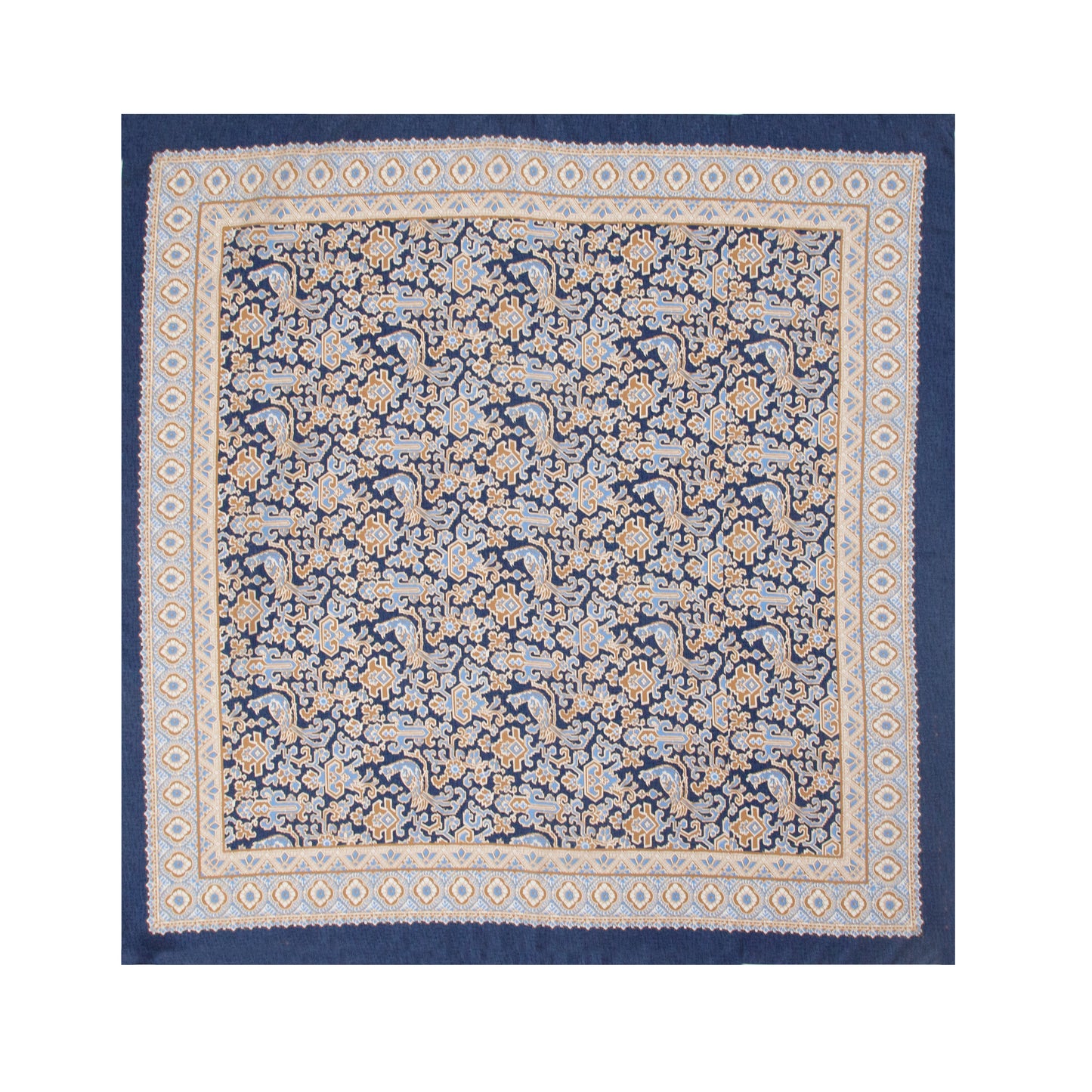 Sapphire Baroque Interlace Silk Scarf