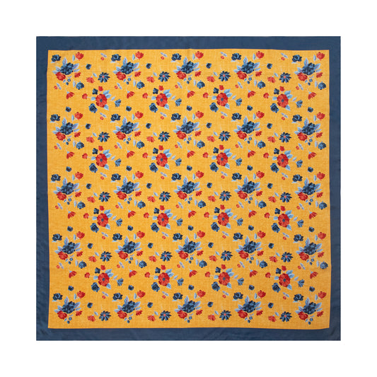 Yellow Romantic Bouquet Silk Scarf