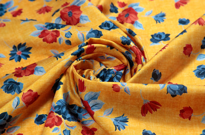 Yellow Romantic Bouquet Silk Scarf