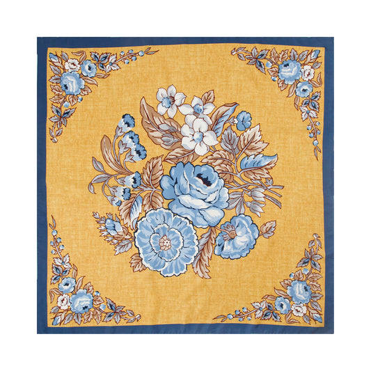 Ochre Vintage Corner Bouquet Silk Scarf