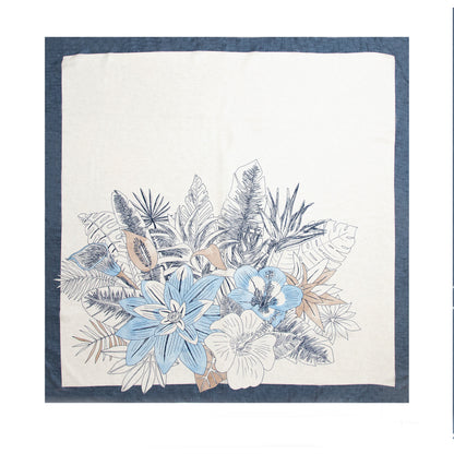 Beige Hibiscus Flowers Silk Scarf