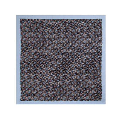 Light Blue and Charcoal Mini Foliage Silk Scarf