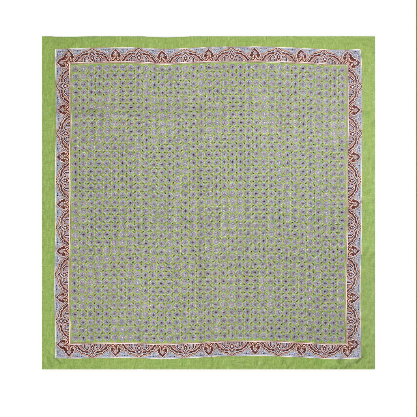 Green Micro-Mosaic Silk Scarf