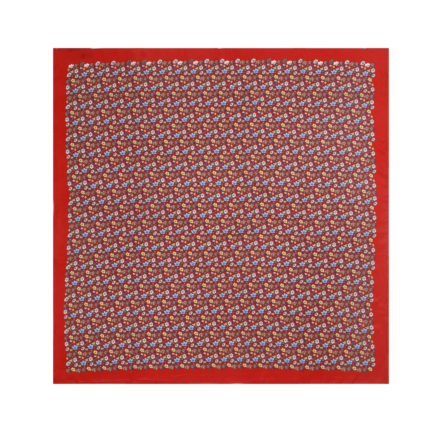 Red Intense Micro-Flowers Silk Scarf