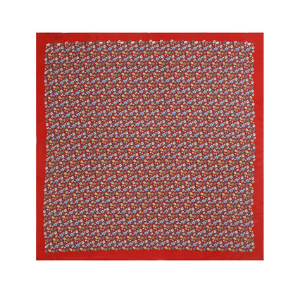 Red Intense Micro-Flowers Silk Scarf