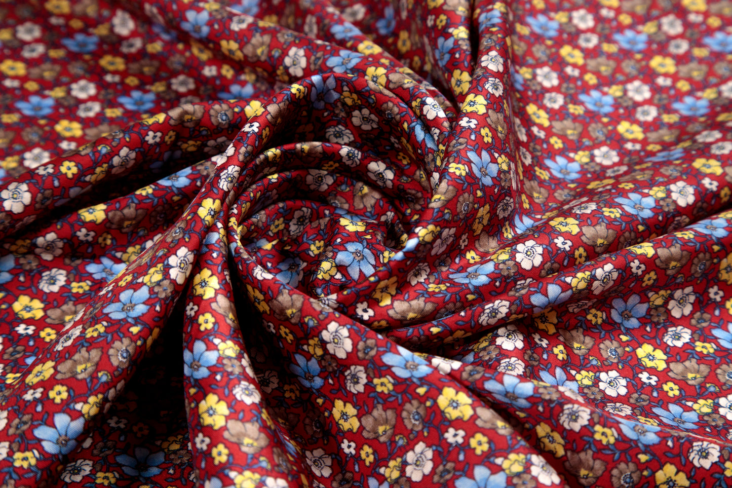 Red Intense Micro-Flowers Silk Scarf